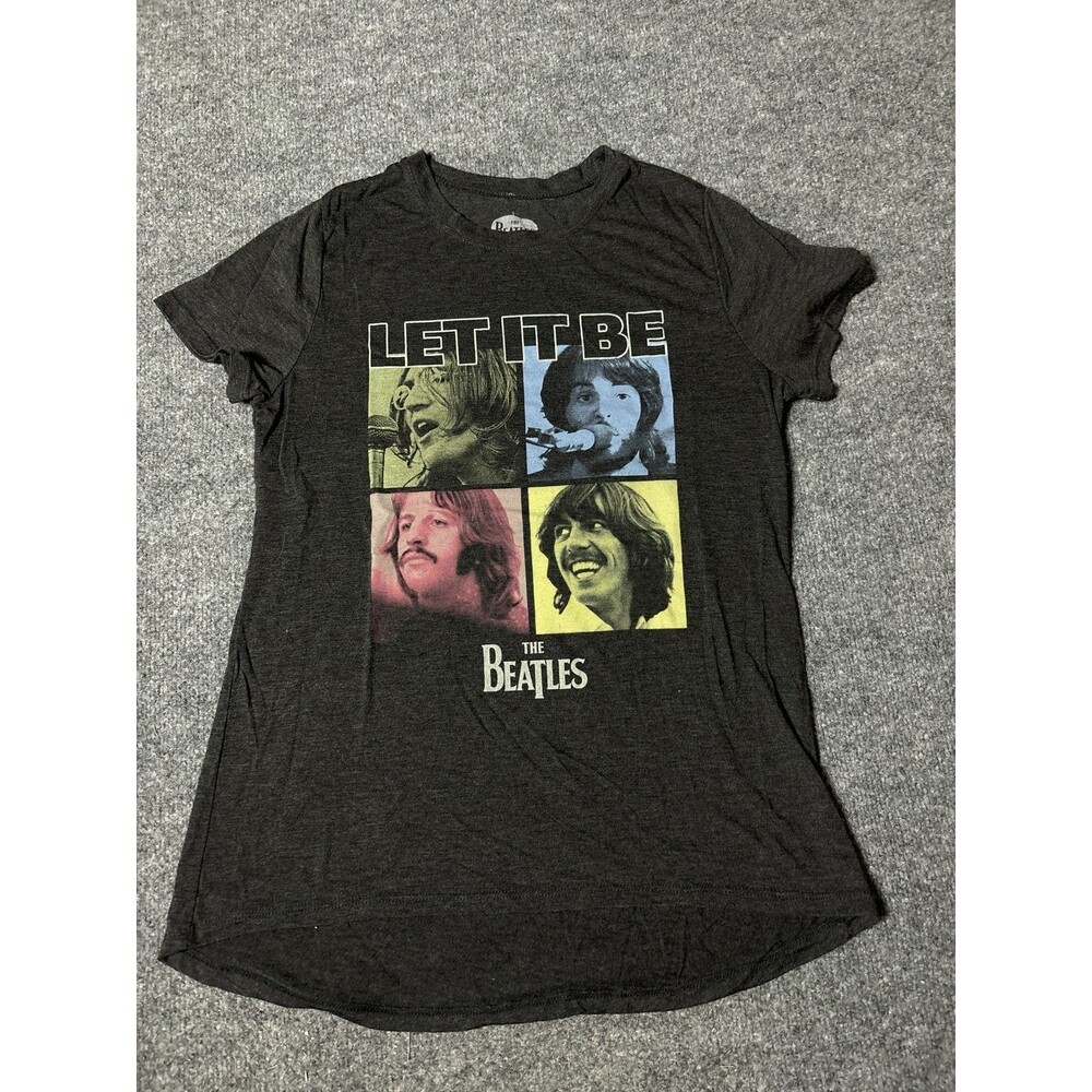 The Beatles Shirt Womens XL Gray Let It Be Graphic Short Sleeve Tee Band Music